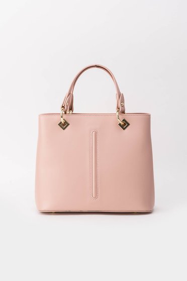 Geanta dama rosa office din piele naturala cu accesorii metalice