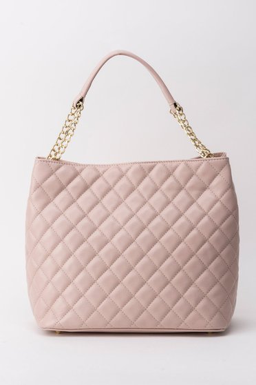 Geanta dama rosa office din piele naturala accesorizata cu lant metalic