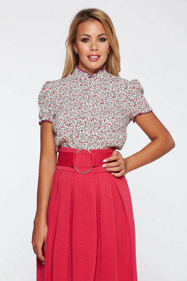 Bluza dama mov eleganta cu croi larg material subtire cu imprimeuri florale