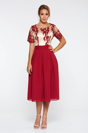 Rochie visinie midi de ocazie croi in clos din voal