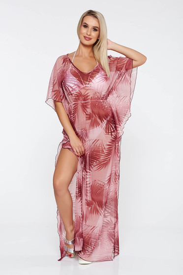 Rochie visinie StarShinerS de plaja cu croi larg din material transparent