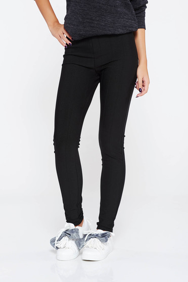 Pantaloni SunShine negri casual cu un croi mulat din material elastic cu talie inalta
