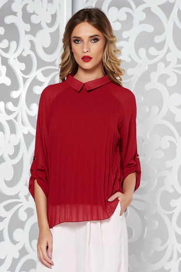 Bluza dama SunShine visinie eleganta plisata cu croi larg din material vaporos si transparent captusita pe interior