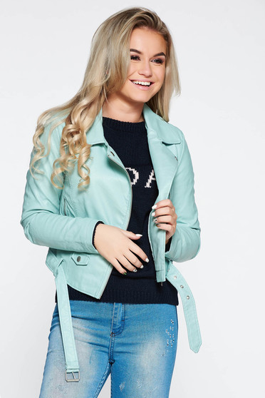 Geaca mint casual din piele ecologica captusita pe interior cu buzunare