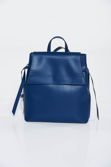 Rucsac albastru-inchis casual din piele naturala cu manere reglabile