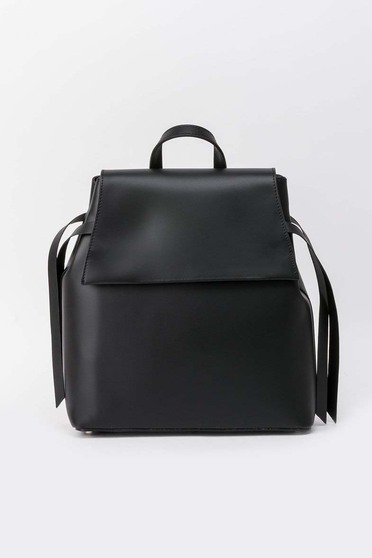 Rucsac negru casual din piele naturala cu manere reglabile
