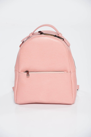 Rucsac rosa casual din piele naturala