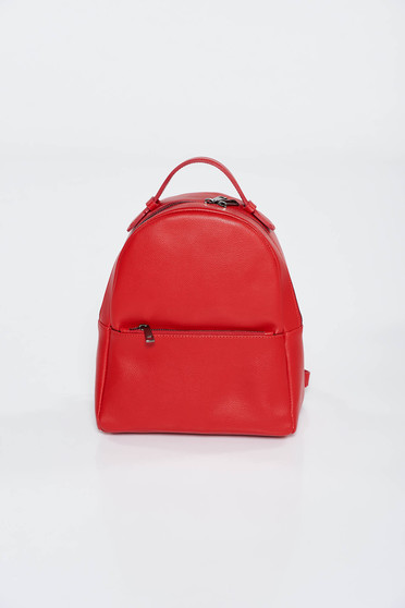 Rucsac rosu casual din piele naturala