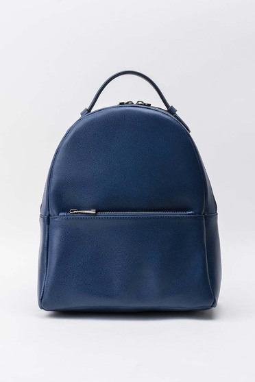 Rucsac albastru-inchis casual din piele naturala
