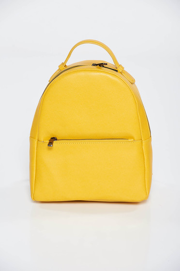 Rucsac galben casual din piele naturala