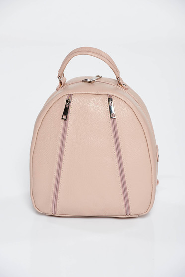 Rucsac rosa casual din piele naturala