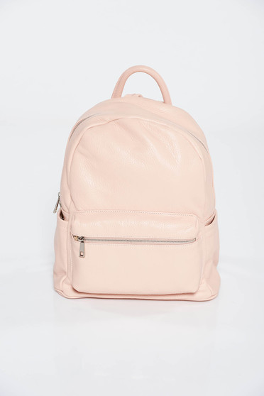 Rucsac rosa casual din piele naturala