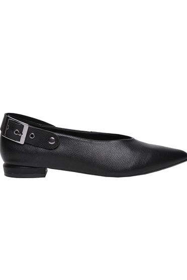 Pantofi Top Secret negru casual din piele ecologica accesorizata cu o catarama