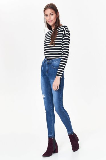 Bluza dama Top Secret neagra casual cu croi larg material subtire cu dungi orizontale