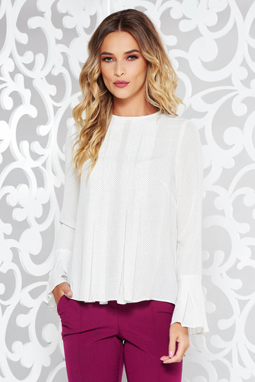 Bluza dama StarShinerS alba eleganta cu croi larg din voal