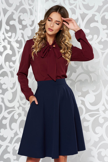 Bluza dama StarShinerS visinie eleganta cu croi larg din voal cu guler tip esarfa