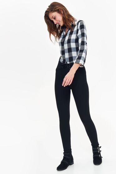 Colanti Top Secret negru casual cu talie inalta cu un croi mulat din material usor elastic