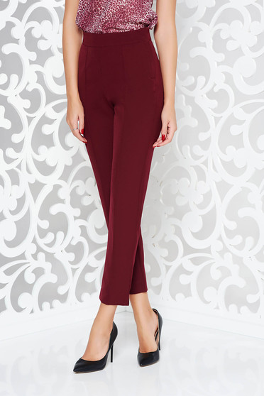 Pantaloni visinii StarShinerS eleganti office cu talie inalta din material usor elastic