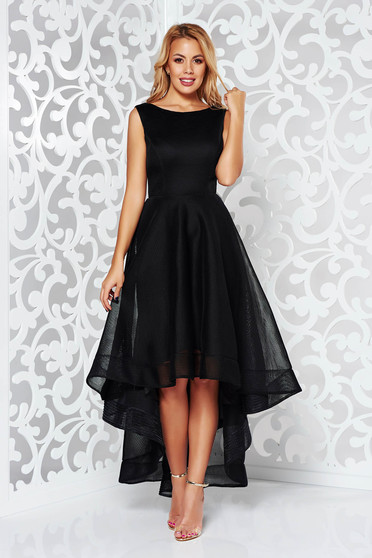 Rochie neagra de ocazie in clos asimetrica