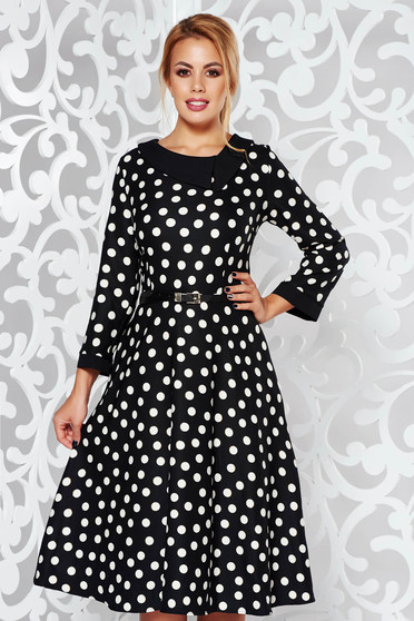 Rochie neagra office in clos cu accesoriu tip curea