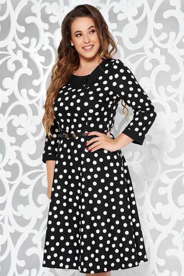 Rochie neagra office in clos cu accesoriu tip curea