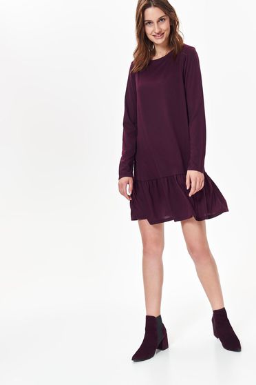 Rochie Top Secret mov casual cu croi larg din material vaporos cu volanase la baza rochiei