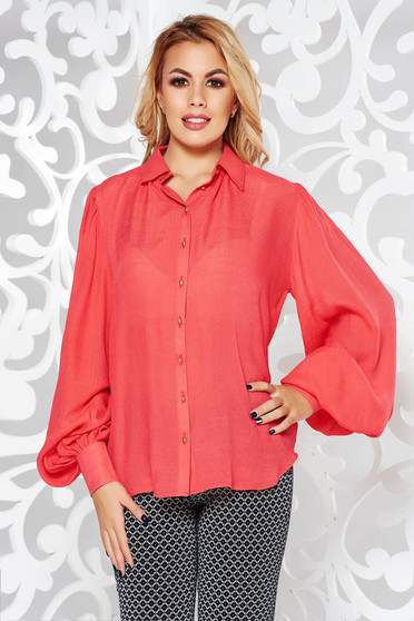 Camasa dama PrettyGirl corai office cu croi larg din material vaporos cu maneca lunga