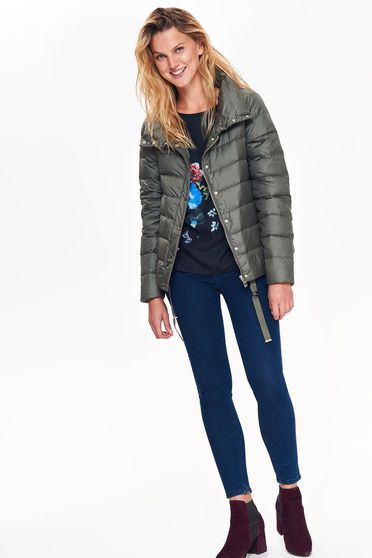 Geaca Top Secret verde casual din fas cu un croi drept captusita pe interior