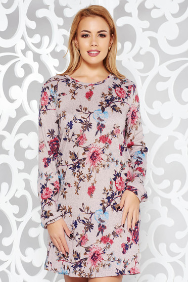 Rochie crem StarShinerS de zi cu croi larg din material tricotat