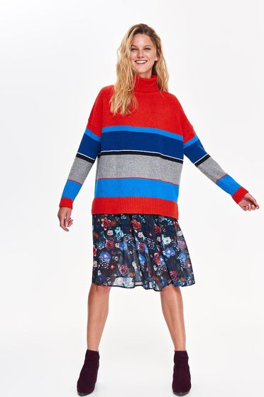 Pulover Top Secret portocaliu casual cu croi larg din material tricotat