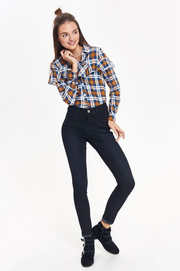 Camasa dama Top Secret galbena casual cu croi larg din material vaporos in carouri cu volanase