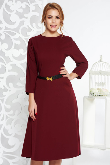 Rochie visinie office in clos din bumbac usor elastic cu buzunare cu accesoriu tip curea