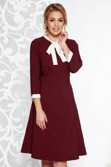 Rochie visinie office midi din stofa elastica subtire cu guler
