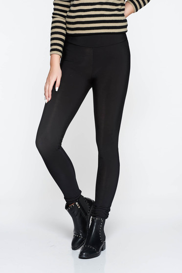 Colanti PrettyGirl negru casual cu talie inalta din material elastic cu un croi mulat