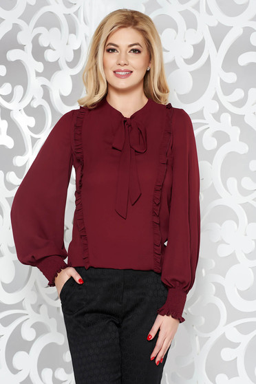 Bluza dama LaDonna visinie eleganta cu croi larg din voal cu volanase cu maneci prinse in elastic