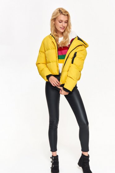 Geaca Top Secret galbena casual scurta cu maneci lungi