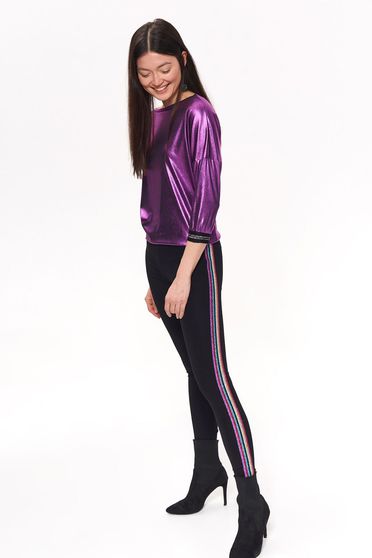 Colanti Top Secret negru casual cu un croi mulat din bumbac cu talie medie