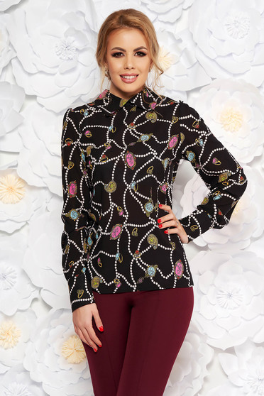 Bluza dama PrettyGirl neagra eleganta cu croi larg din material vaporos