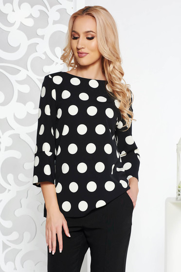 Bluza dama StarShinerS neagra eleganta cu croi larg din stofa neelastica cu maneci trei-sferturi
