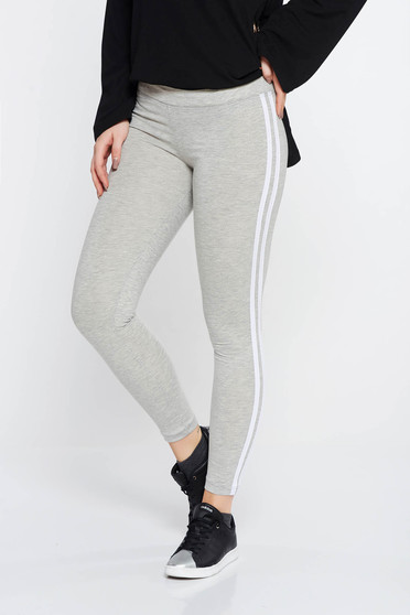 Colanti gri SunShine sport cu talie medie din bumbac usor elastic cu elastic in talie