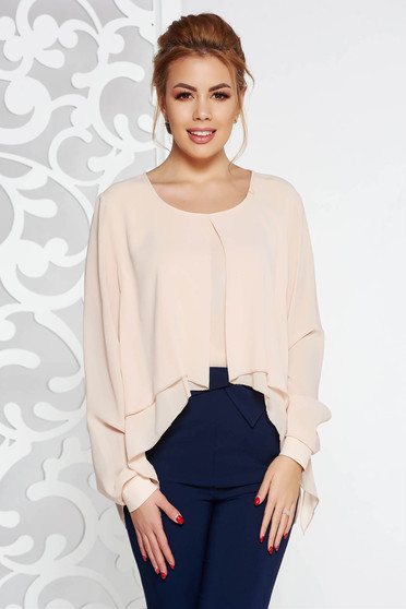 Bluza dama crem eleganta cu croi larg din voal maneci largi