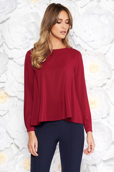Bluza dama StarShinerS visinie office cu croi larg din voal cu maneci lungi