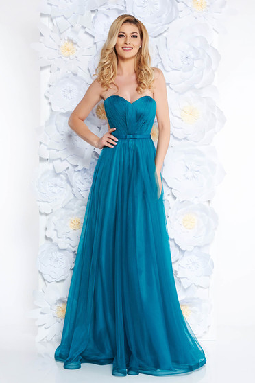 Rochie Ana Radu verde de lux in clos din tul captusita pe interior cu bust buretat