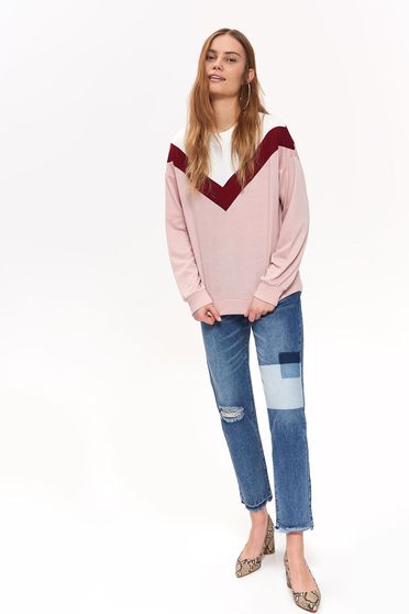 Bluza dama Top Secret roz casual cu croi larg cu maneca lunga