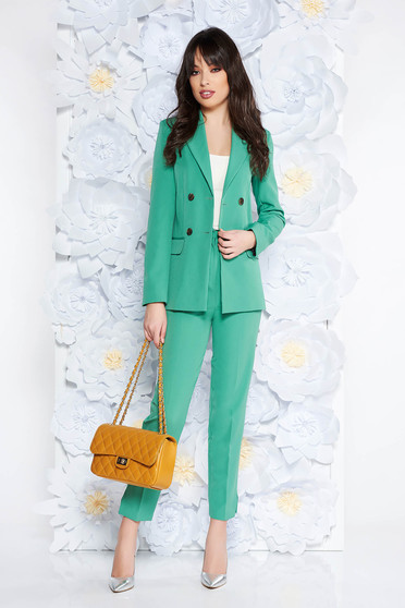 Compleu StarShinerS verde-deschis office cu pantalon din stofa neelastica cu buzunare