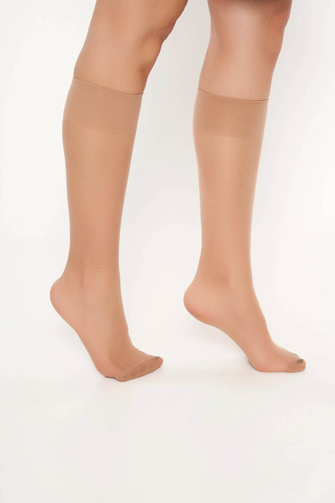 Sosete nude din material elastic cu banda elastica care nu aluneca