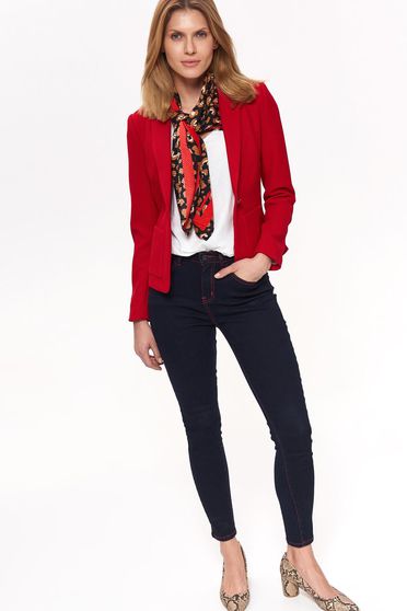 Sacou Top Secret rosu office cambrat din material usor elastic captusit pe interior