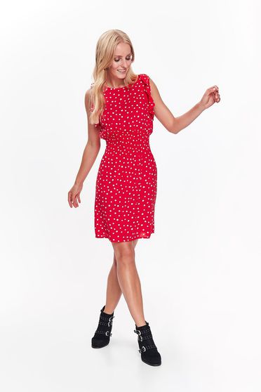 Rochie Top Secret rosie casual in clos fara maneci din material vaporos cu elastic in talie