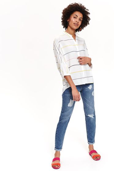 Camasa dama Top Secret alba casual asimetrica cu croi larg cu maneca 3/4