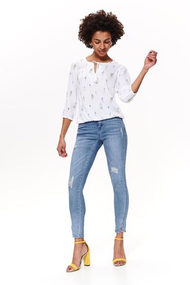 Bluza dama Top Secret alba casual cu croi larg din material vaporos cu elastic in talie